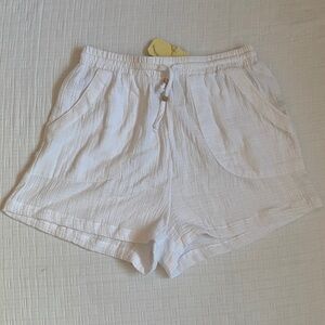 Love Notes 100% Cotton High Waist White Shorts